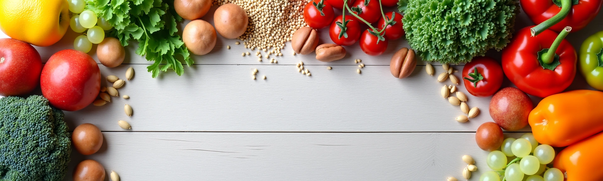 Aesthetic arrangement of various healthy food groups, symbolizing diverse nutritional plans and healthy eating.